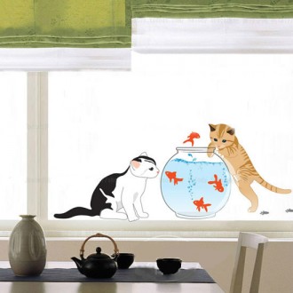 Cats Catch Fish Wall Decal
